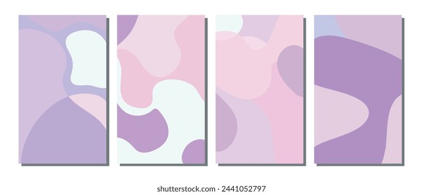 Set of abstract wavy backgrounds. Design in pastel colors. Vector.