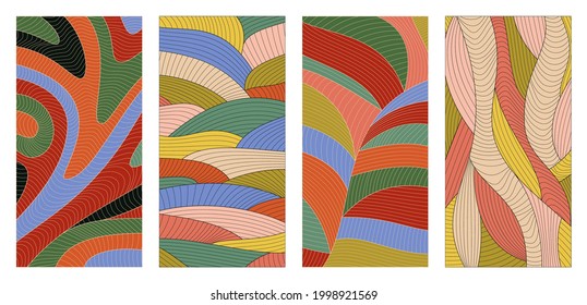 Set of abstract wavy backgrounds. Line pattern with waves texture