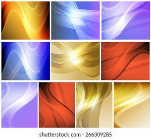 Set of abstract wavy colorful backgrounds for your design