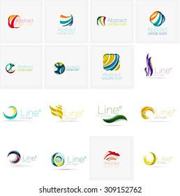Set of abstract wavy elements. Circles, swirls and waves with copyspace for your message. Banner advertising layouts - templates, identity logo or wallpapers