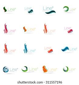 Set of abstract wavy elements. Circles, swirls and waves with copyspace for your message. Banner advertising layouts - templates, identity logo or wallpapers