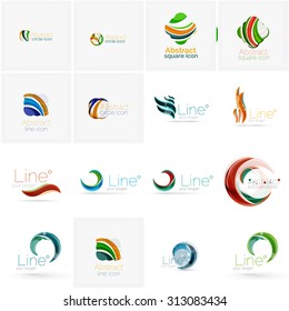 Set of abstract wavy elements. Circles, swirls and waves with copyspace for your message. Banner advertising layouts - templates, identity logo or wallpapers