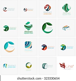 Set of abstract wavy elements. Circles, swirls and waves with copyspace for your message. Banner advertising layouts - templates, identity logo or wallpapers