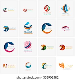 Set of abstract wavy elements. Circles, swirls and waves with copyspace for your message. Banner advertising layouts - templates, identity logo or wallpapers