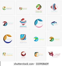 Set of abstract wavy elements. Circles, swirls and waves with copyspace for your message. Banner advertising layouts - templates, identity logo or wallpapers
