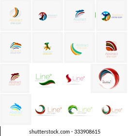 Set of abstract wavy elements. Circles, swirls and waves with copyspace for your message. Banner advertising layouts - templates, identity logo or wallpapers