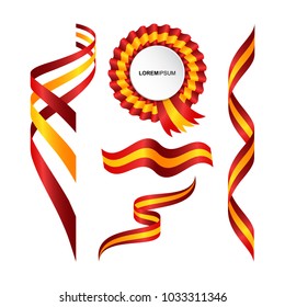 Set of Abstract wavy flag of the spain with ribbon style. Background Template. Eps 10 Vector.