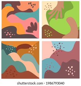 conjunto de texturas de colinas onduladas abstractas, impresiones de arte cuadrado, ilustración vectorial
