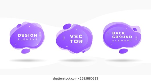 Set of Abstract Wavy Liquid 3D Shapes with Fluid Gradient Colors Spots for Posters, Flyers, and Banner Designs Vector Illustration	