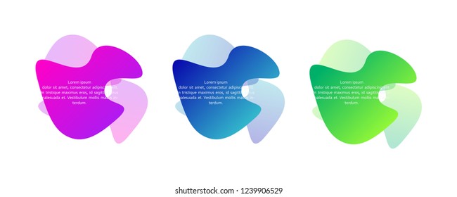 Set of abstract wavy liquid shapes. Fluid gradient design concept. Can be used for logo, business report, social post. Vector illustration.