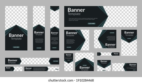 Set of abstract web banner design template with place for photos. Vertical, Horizontal and Square banners. Vector design EPS 10