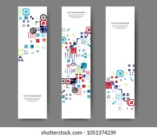 Set of abstract web banner templates for your site or blog with geometric elements