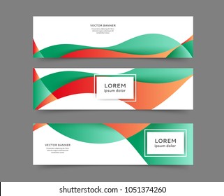 Set of abstract web banner templates for your site or blog with abstract lines and waves
