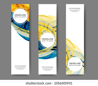 Set of abstract web banner templates for your site or blog with abstract lines and waves
