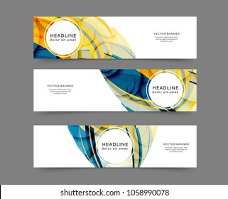 Set of abstract web banner templates for your site or blog with abstract lines and waves
