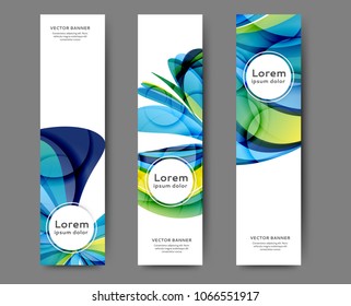 Set of abstract web banner templates for your site or blog with abstract lines and waves