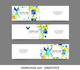 Set of abstract web banner templates for your site or blog with geometric elements