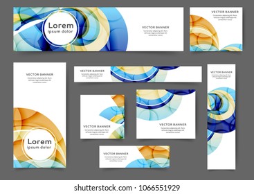 Set of abstract web banner templates for your site or blog with abstract lines and waves. Different sizes