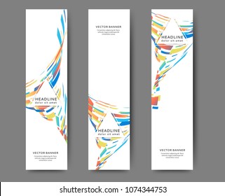 Set of abstract web banner templates with geometric elements background. Different sizes