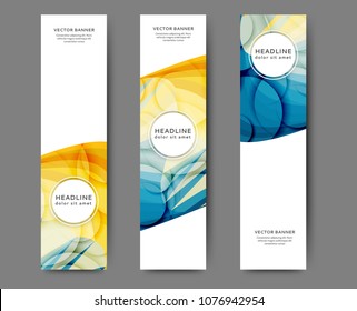 Set of abstract web banner templates with abstract lines and waves. Different sizes