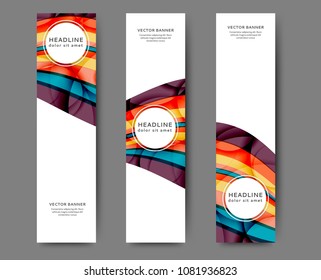 Set of abstract web banner templates with abstract lines and waves. Different sizes