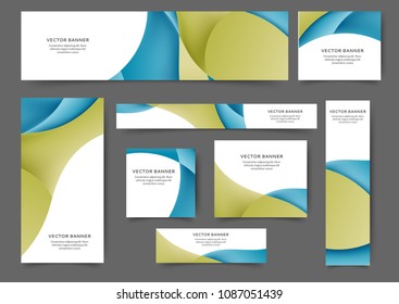 Set of abstract web banner templates with abstract lines and waves. Different sizes