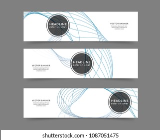 Set of abstract web banner templates with geometric elements background. Different sizes