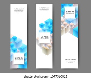 Set of abstract web banner templates with geometric elements background