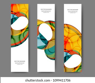 Set of abstract web banner templates with abstract lines and waves. Different sizes