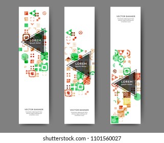 Set of abstract web banner templates with geometric elements background