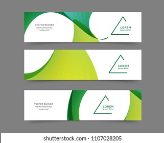 Set of abstract web banner templates with abstract lines and waves