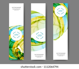 Set of abstract web banner templates with abstract lines and waves. Different sizes