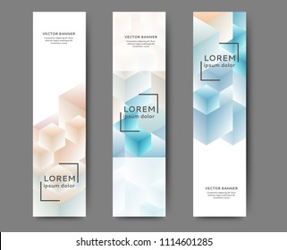 Set of abstract web banner templates with geometric elements background