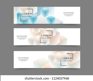 Set of abstract web banner templates with geometric elements background
