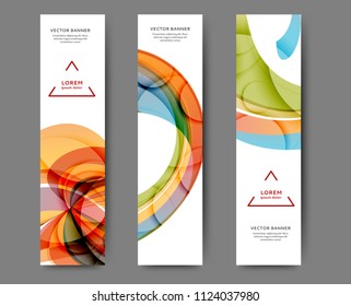 Set of abstract web banner templates with abstract lines and waves