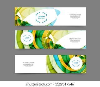 Set of abstract web banner templates with abstract lines and waves. Different sizes