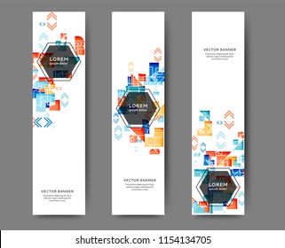 Set of abstract web banner templates with geometric elements background