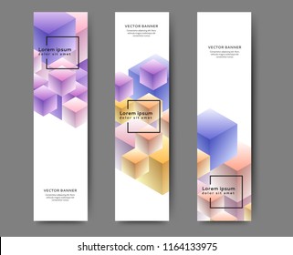 Set of abstract web banner templates with geometric elements background