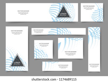 Set of abstract web banner templates with geometric elements background. Different sizes
