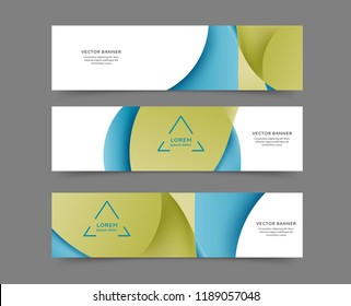 Set of abstract web banner templates with abstract lines and waves