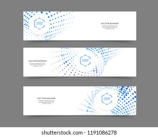Set of abstract web banner templates with geometric elements background