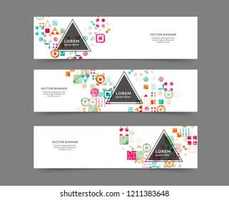Set of abstract web banner templates with geometric elements background
