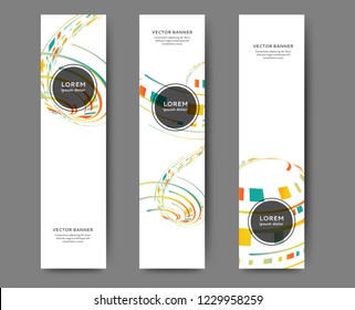 Set of abstract web banner templates with geometric elements background