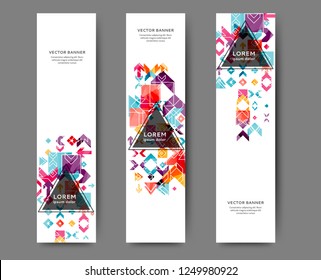 Set of abstract web banner templates with geometric elements background