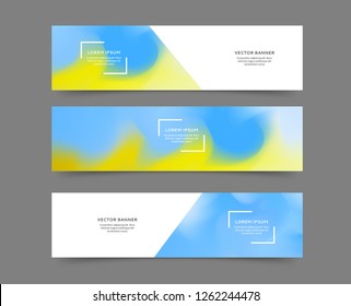 Set of abstract web banner templates with soft blurred background