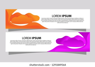 Set of abstract web banner templates with elegant cloud full colour background - Vector