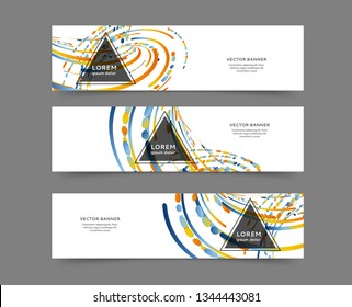 Set of abstract web banner templates with geometric elements background
