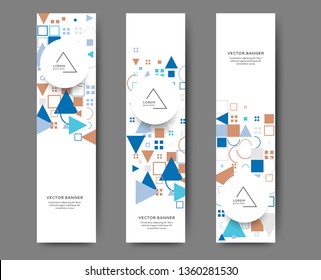 Set of abstract web banner templates with geometric elements background