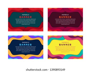 Set of abstract web banner templates with abstract lines and waves. Different sizes