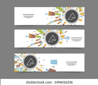 Set of abstract web banner templates with geometric elements background. Different sizes